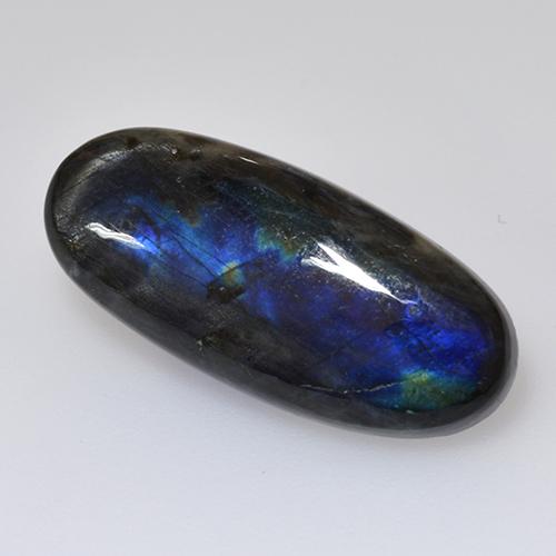 6.05 ct Multicolor Spectrolite Stone, Natural Spectrolite in Oval Cabochon Shape for Sale