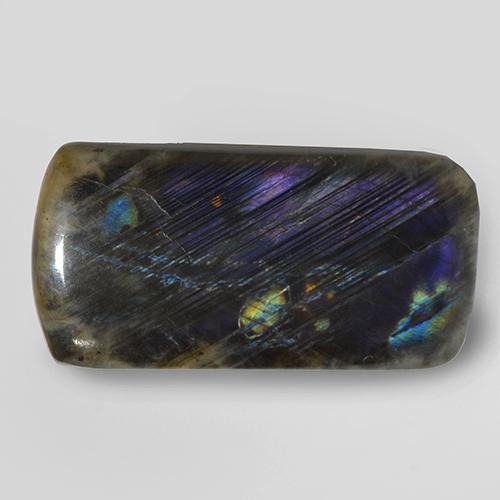 7.54 ct Multicolor Spectrolite Stone, Natural Spectrolite in Cushion Cabochon Shape for Sale