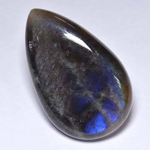 12.34 ct Multicolor Spectrolite Stone, Natural Spectrolite in Pear Cabochon Shape for Sale