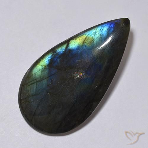 38.11 ct Multicolor Spectrolite Stone, Natural Spectrolite in Cushion Cabochon Shape for Sale
