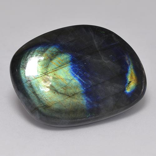 18.14 ct Multicolor Spectrolite Stone, Natural Spectrolite in Fancy Cabochon Shape for Sale