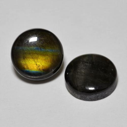 3.66 ctw Multicolor Spectrolite Stones, Natural Spectrolite in Round Cabochon Shape for Sale