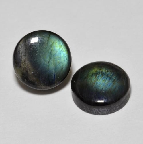 3.91 ctw Multicolor Spectrolite Stones, Natural Spectrolite in Round Cabochon Shape for Sale