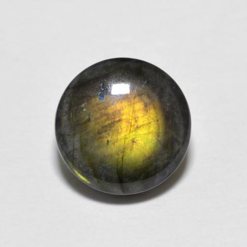 7,9mm Spettrolite multicolore taglio rotondo dalla Finlandia, peso di 1,6 ct, pietra preziosa naturale non trattati in purezza Opaque, 1 pezzo Spettrolite Cabochon rotondo - Colore: Multicolore, durezza Mohs di 6 - 6,5 , Photo A