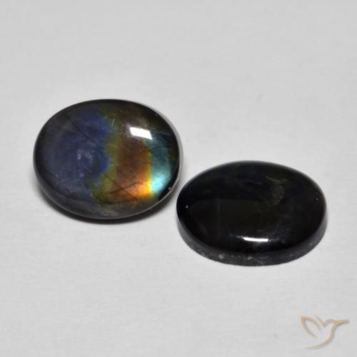 4.19 ctw Multicolor Spectrolite Stones, Natural Spectrolite in Oval Cabochon Shape for Sale