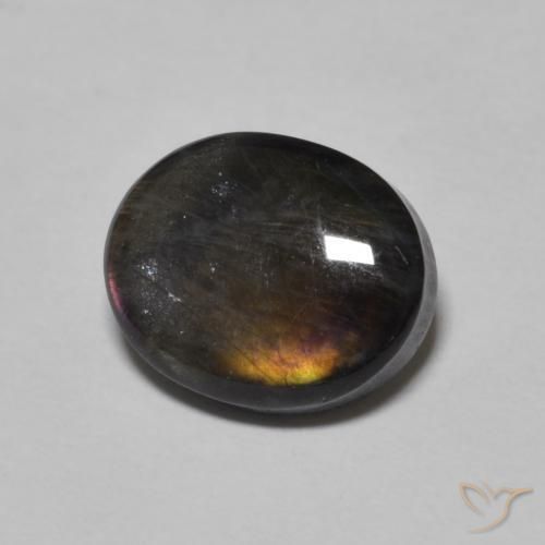 2.27 ct Multicolor Spectrolite Stone, Natural Spectrolite in Oval Cabochon Shape for Sale