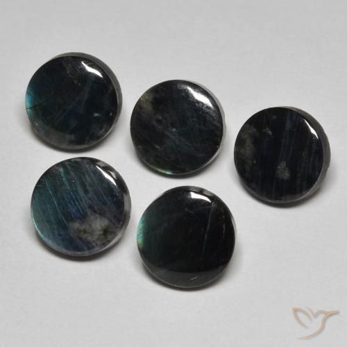 1.55 ct Multicolor Spectrolite Stone, Natural Spectrolite in Round Cabochon Shape for Sale