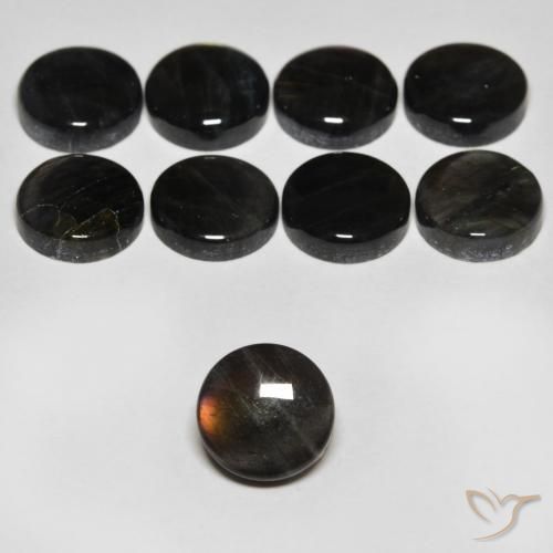 16.09 ctw Multicolor Spectrolite Stones, Natural Spectrolite in Round Cabochon Shape for Sale
