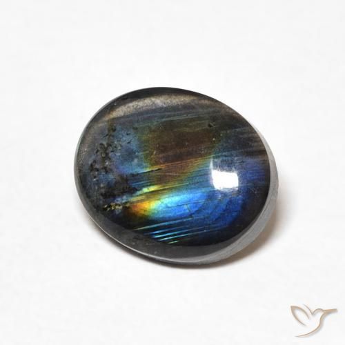 1.93 ct Multicolor Spectrolite Stone, Natural Spectrolite in Oval Cabochon Shape for Sale