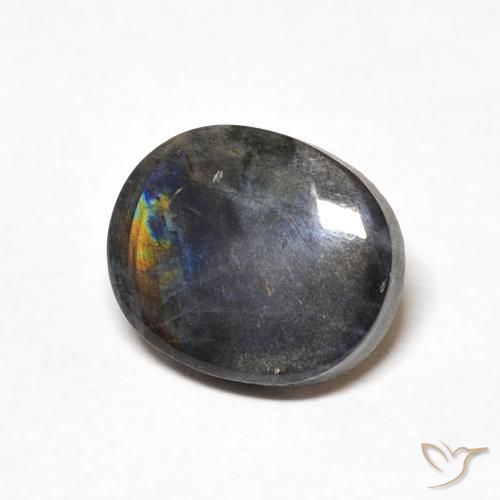 1.96 ct Multicolor Spectrolite Stone, Natural Spectrolite in Oval Cabochon Shape for Sale