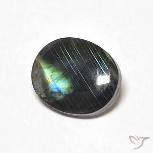 1.72 ct Multicolor Spectrolite Stone, Natural Spectrolite in Oval Cabochon Shape for Sale