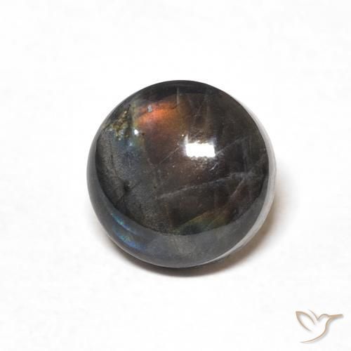 1.71 ct Multicolor Spectrolite Stone, Natural Spectrolite in Round Cabochon Shape for Sale