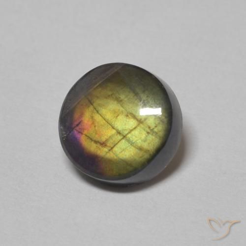 1.30 ct Multicolor Spectrolite Stone, Natural Spectrolite in Round Cabochon Shape for Sale