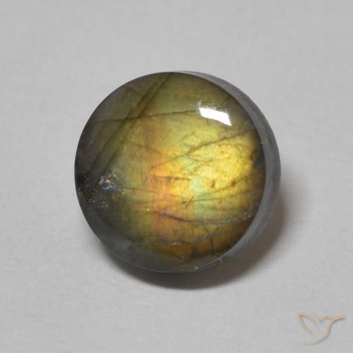 1.66 ct Multicolor Spectrolite Stone, Natural Spectrolite in Round Cabochon Shape for Sale