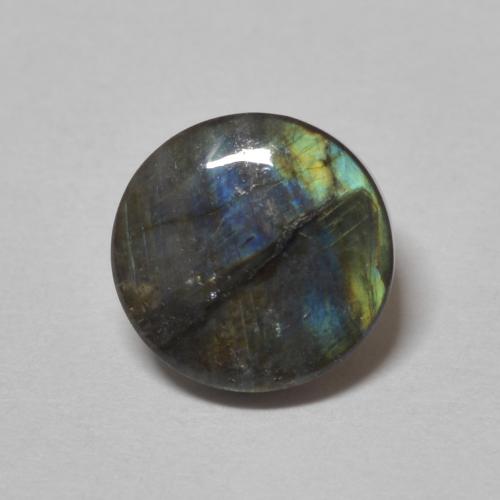 8mm Spettrolite multicolore Cabochon rotondo dalla Finlandia, peso di 1,43 ct, pietra preziosa naturale non trattati in purezza Opaque, Spettrolite 1pz - il colore è Multicolore, durezza Mohs di 6 - 6,5, Photo A