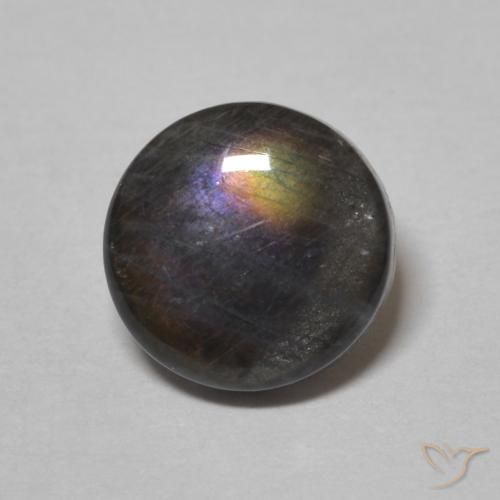 1.52 ct Multicolor Spectrolite Gemstone, Spectrolite Gem in Round Cabochon Shape for Sale.