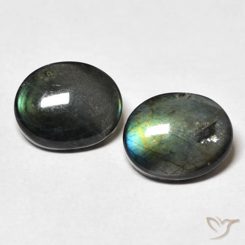 4.30 ctw Multicolor Spectrolite Gemstones, Spectrolite Gems in Oval Cabochon Shape for Sale.