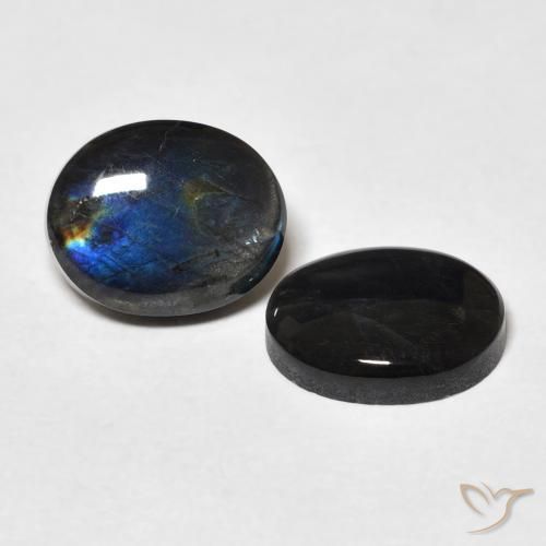 4.36 ctw Multicolor Spectrolite Stones, Natural Spectrolite in Oval Cabochon Shape for Sale