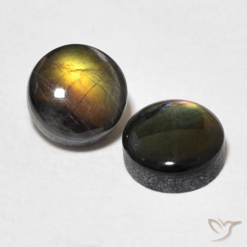 1.91 ctw Multicolor Spectrolite Stones, Natural Spectrolite in Round Cabochon Shape for Sale