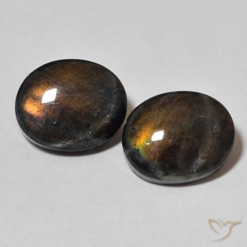 4.38 ctw Multicolor Spectrolite Gemstones, Spectrolite Gems in Oval Cabochon Shape for Sale.