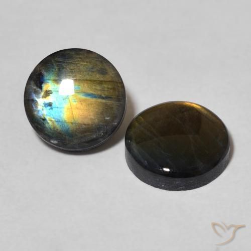 3.11 ctw Multicolor Spectrolite Stones, Natural Spectrolite in Round Cabochon Shape for Sale