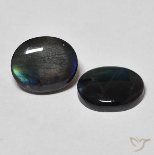 4.09 ctw Multicolor Spectrolite Stones, Natural Spectrolite in Oval Cabochon Shape for Sale
