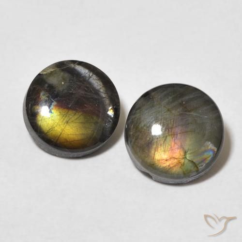 3.41 ct Round Spectrolite, 8.1 mm From Finland, Photo A