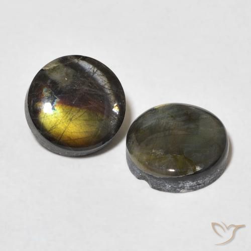3.41 ctw Multicolor Spectrolite Stones, Natural Spectrolite in Round Cabochon Shape for Sale