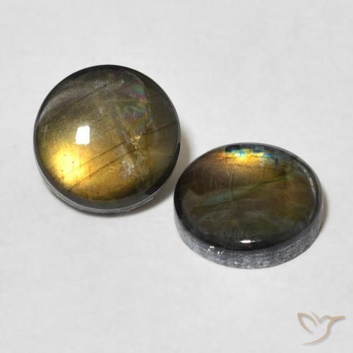 3.16 ctw Multicolor Spectrolite Stones, Natural Spectrolite in Round Cabochon Shape for Sale