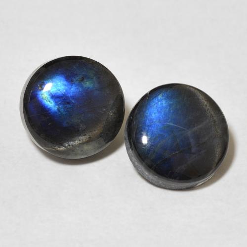 Spectrolite ronde de 3,73 ct, 8,2 mm de Finlande, Photo A