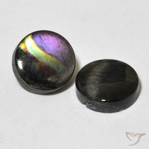 3.38 ctw Multicolor Spectrolite Stones, Natural Spectrolite in Round Cabochon Shape for Sale