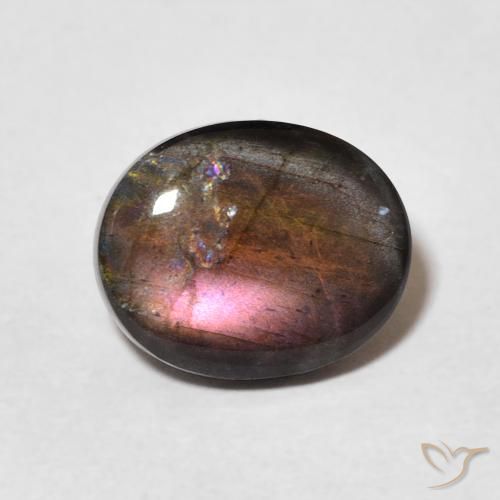 2.07 ct Multicolor Spectrolite Gemstone, Spectrolite Gem in Oval Cabochon Shape for Sale.