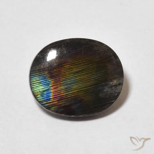 Spettrolite Ovale cabochon da 2 ct dalla Finlandia, dimensione 9,8 x 8,2mm, purezza Opaque, pietra preziosa naturale non trattati, Spettrolite 1pc in colore Multicolore, durezza Mohs di 6 - 6,5, Photo A