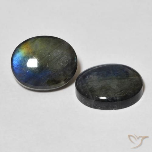 4.34 ctw Multicolor Spectrolite Stones, Natural Spectrolite in Oval Cabochon Shape for Sale