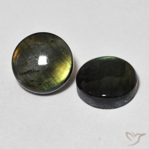 3.55 ctw Multicolor Spectrolite Stones, Natural Spectrolite in Round Cabochon Shape for Sale