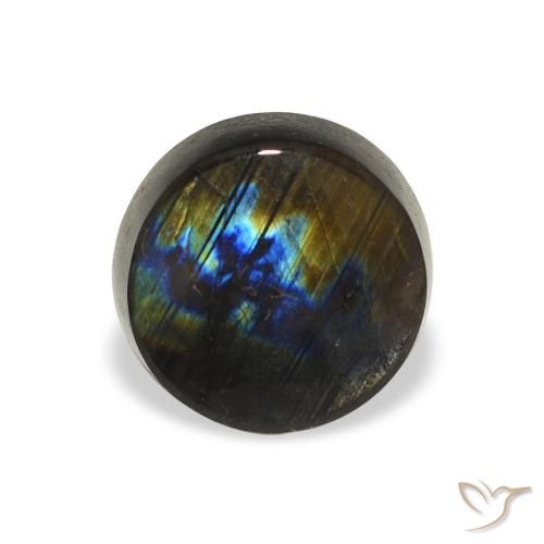 1.46 ct Multicolor Spectrolite Gemstone, Spectrolite Gem in Round Cabochon Shape for Sale.