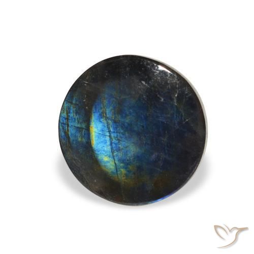 0.99 ct Multicolor Spectrolite Stone, Natural Spectrolite in Round Cabochon Shape for Sale