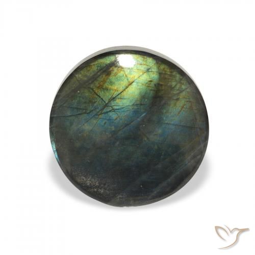 2.28 ct Multicolor Spectrolite Gemstone, Spectrolite Gem in Round Cabochon Shape for Sale.
