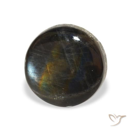 1.59 ct Multicolor Spectrolite Stone, Natural Spectrolite in Round Cabochon Shape for Sale