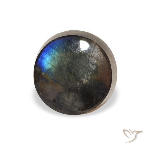 1.41 ct Multicolor Spectrolite Stone, Natural Spectrolite in Round Cabochon Shape for Sale