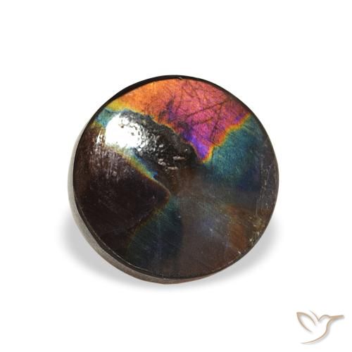 1.01 ct Multicolor Spectrolite Gemstone, Spectrolite Gem in Round Cabochon Shape for Sale.