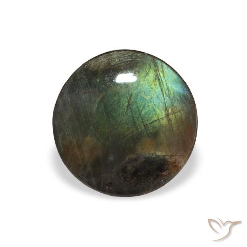 0.94 ct Multicolor Spectrolite Gemstone, Spectrolite Gem in Round Cabochon Shape for Sale.