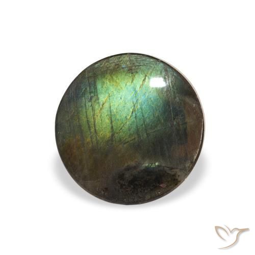 0.94 ct Multicolor Spectrolite Stone, Natural Spectrolite in Round Cabochon Shape for Sale