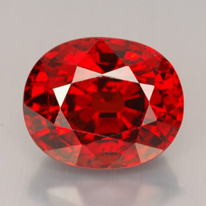 7.68 ct Red Spessartite Garnet Gemstone, Spessartite Garnet Gem in Oval Facet Shape for Sale.