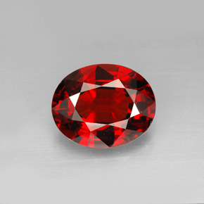 7.03 ct Red Spessartite Garnet Gemstone, Spessartite Garnet Gem in Oval Facet Shape for Sale.