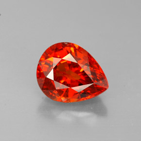 1.91 ct Orange Spessartite Garnet Gemstone, Spessartite Garnet Gem in Pear Facet Shape for Sale.