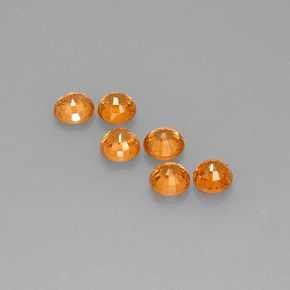 Spessartite Garnet Gemstones in 4.7 mm Size for Sale, Spessartite Garnet Stones in Medium Orange Color