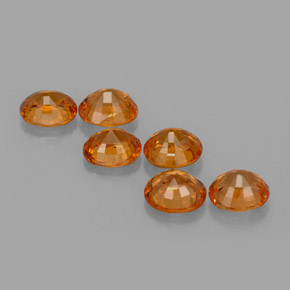 Spessartite Garnet Gemstones in 5.7 x 5 mm Size for Sale, Spessartite Garnet Stones in Medium Orange Color