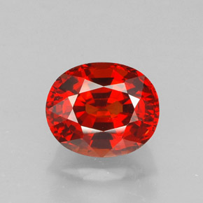 2.13 ct Red Spessartite Garnet Gemstone, Spessartite Garnet Gem in Oval Facet Shape for Sale.