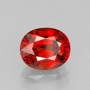 2.13 ct Red Spessartite Garnet Stone, Natural Spessartite Garnet in Oval Facet Shape for Sale